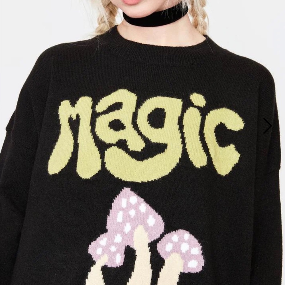 Motel Magic Mushroom Oversized Black Sweater